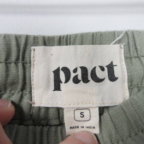 Pact Womens Cargo Pants Wide Leg Pull On Organic Cotton Hemp Green Size S Tie - Picture 3 of 11